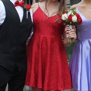 LULUS Way With Words Berry Red Lace Skater Dress